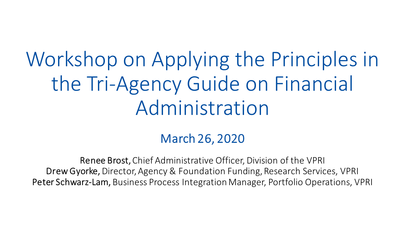Title slide for Workshop on Applying the Principles in the TAGFA