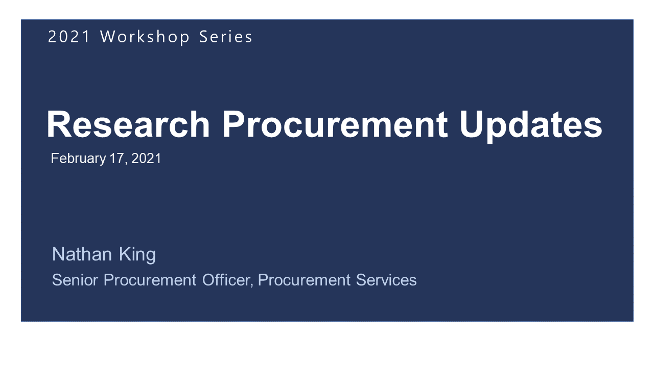 Title slide for Research Procurement Updates