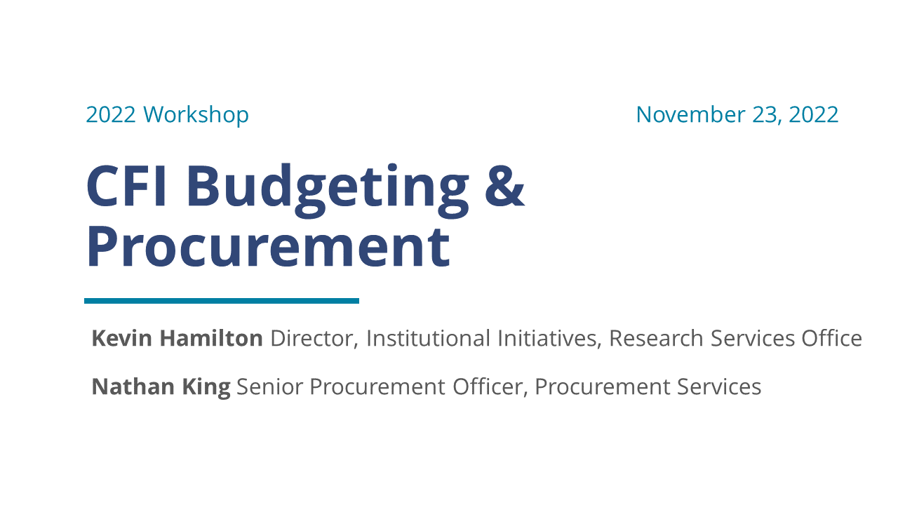 Title slide for CFI Budgeting and Procurement