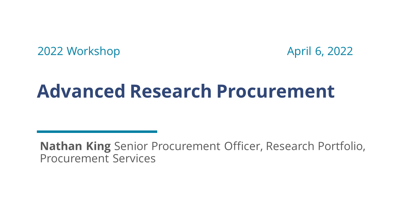 Title slide for Advanced Research Procurement
