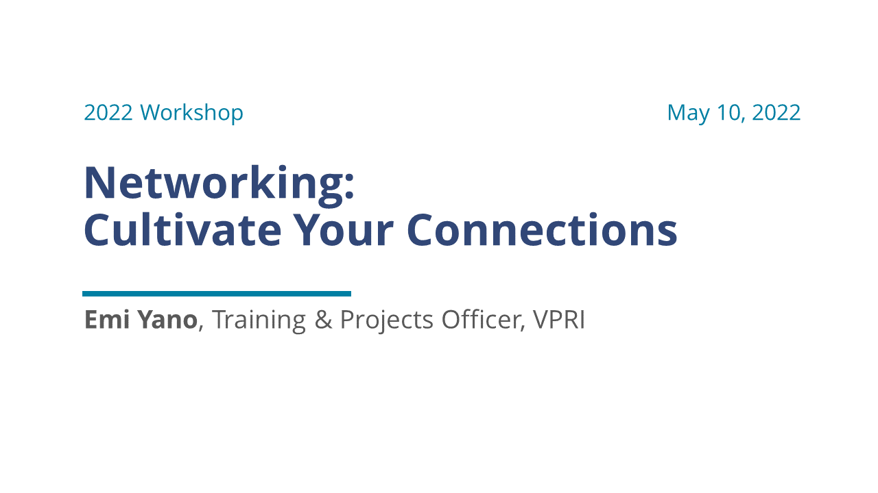 Title slide for Networking:  Cultivate your Connection