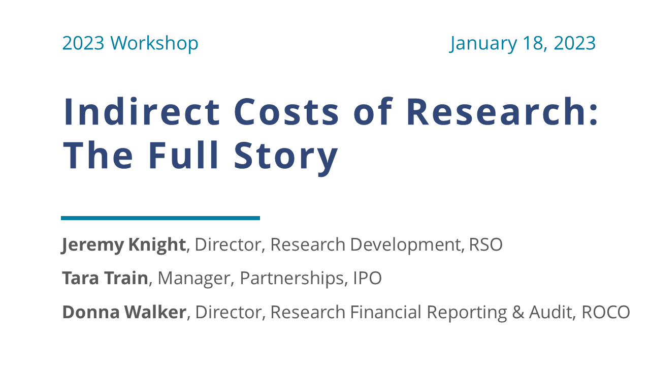 Title slide for Indirect Cost of Research