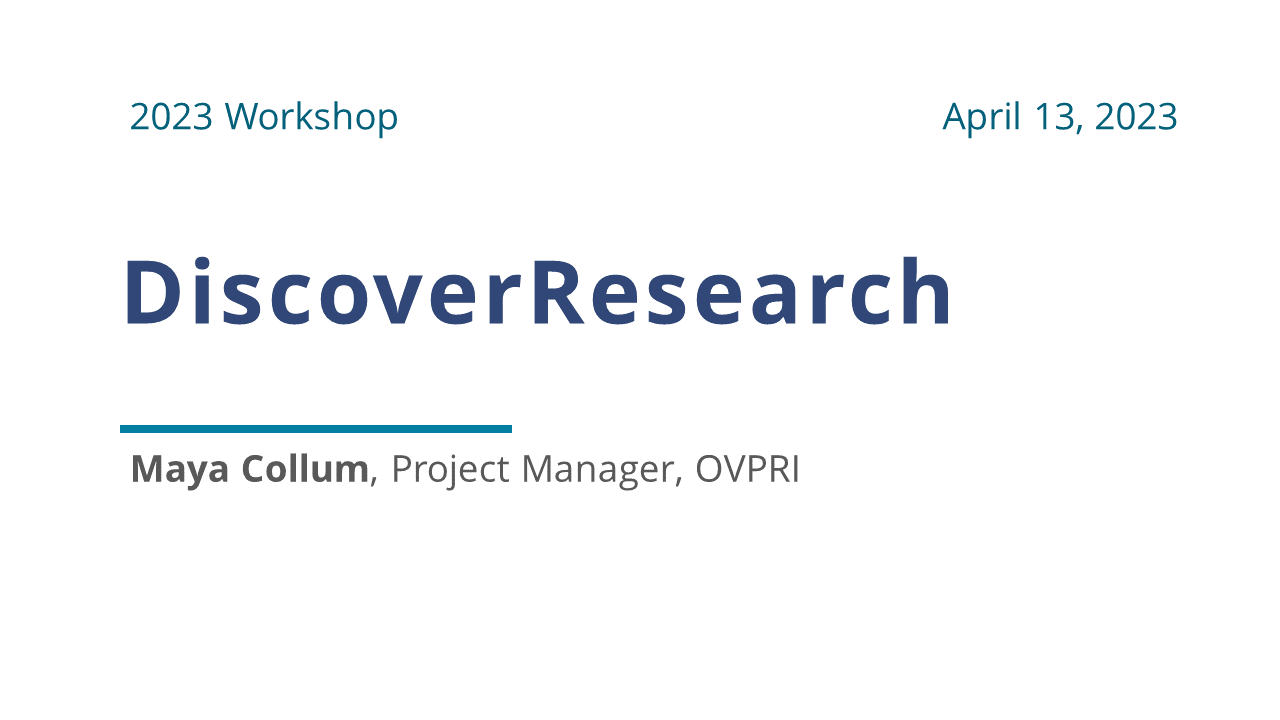 Title slide for DiscoverResearch
